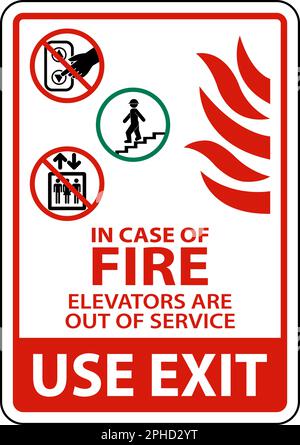 Fire Symbol Do Not Use Elevators, Use Stairs Symbols Stock Vector Image ...