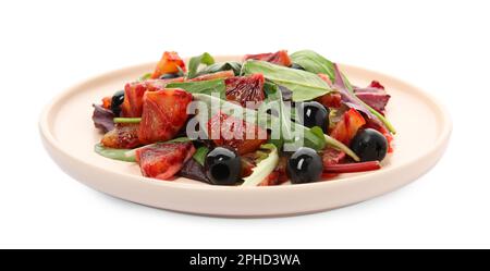 Delicious salad with sicilian orange on white background Stock Photo