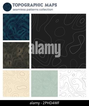 Topographic maps. Awesome isoline patterns, seamless design. Elegant tileable background. Vector illustration. Stock Vector
