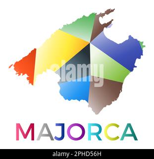 Majorca map. Map of the island with beautiful geometric waves in red ...
