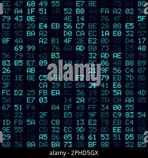 Abstract digital background. Cyan filled hexadecimal pairs background. Small sized seamless pattern. Superb vector illustration. Stock Vector