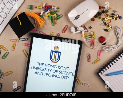 Germany. 31st Dec, 2015. In this photo illustration, The Hong Kong University of Science and Technology logo seen displayed on a tablet. (Credit Image: © Igor Golovniov/SOPA Images via ZUMA Press Wire) EDITORIAL USAGE ONLY! Not for Commercial USAGE! Stock Photo