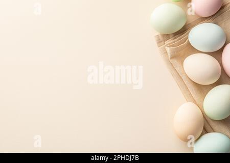A pastel colored easter eggs background in light tones Stock Photo
