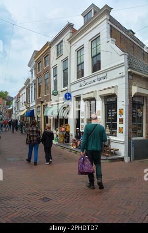 Town center in Zierikzee, The Netherlands August 27th 2020 - Street in the town center of Zierikzee, on Zeeland, The Netherlands, Europe Stock Photo