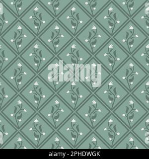 Seamless rhombuses and flowers vector pattern Stock Vector