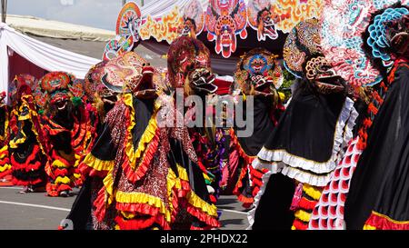 The perform of 1000 barong dance. Barong is one of the Indonesian traditional dance Stock Photo