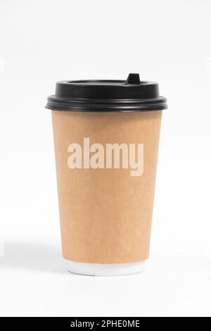 Brown paper cup for tea or coffee isolated on white background Stock Photo