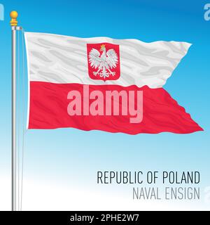 Republic of Poland, merchant naval flag, Europe, vector illustration Stock Vector