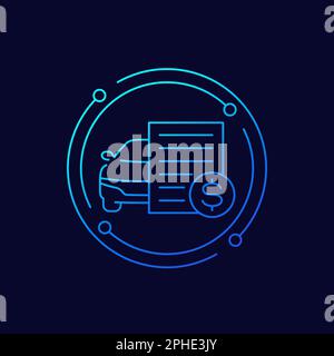 car payments or loan icon, linear design Stock Vector