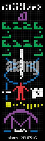 Arecibo message image radio telescope sent into space, vector illustration Stock Vector