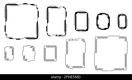 Frame Layout Design Technology Set of tech frames isolated on white background. Hud frame with pcb ...
