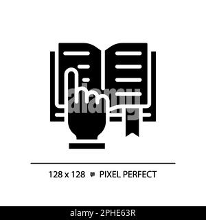 STEM in reading pixel perfect black glyph icon Stock Vector
