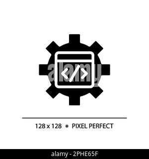 STEM in coding in pixel perfect black glyph icon Stock Vector