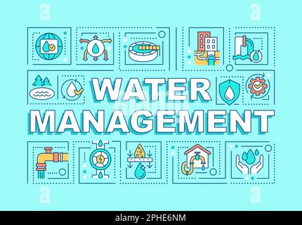 Water management word concepts turquoise banner Stock Vector