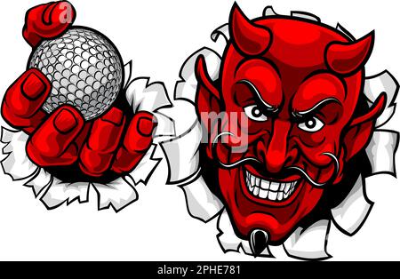 Devil Satan Golf Ball Sports Mascot Cartoon Stock Vector