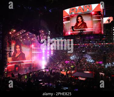 Phoenix, Arizona, USA. 27th Mar, 2023. PHOENIX, ARIZONA - MARCH 27: WWE WrestleMania RAW at the Footprint Center on March 27, 2023 in Phoenix, Arizona, United States. (Credit Image: © Alejandro Salazar/PX Imagens via ZUMA Press Wire) EDITORIAL USAGE ONLY! Not for Commercial USAGE! Credit: ZUMA Press, Inc./Alamy Live News Stock Photo