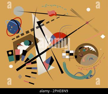 Abstract beige background ,fancy  geometric and curved shapes , expressionism art style Stock Vector