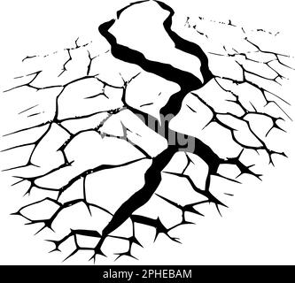 Damage from natural disasters, earthquakes or drought.Split, crack and black hole in the wall or on the ground. Catastrophe after the war. Stock Vector