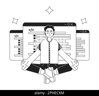 Become programmer expert black and white concept vector spot illustration Stock Vector