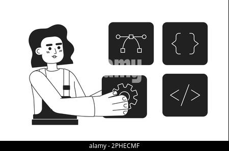 Website builder black and white concept vector spot illustration Stock Vector