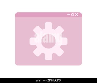 Open webpage with settings semi flat color vector icon Stock Vector