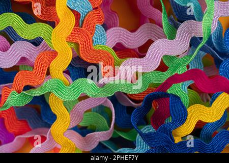 Closeup bunch of wave ribbons of various colors for hobby Stock Photo ...