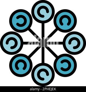 Node blockchain icon. Outline Node blockchain vector icon for web design isolated on white background color flat Stock Vector