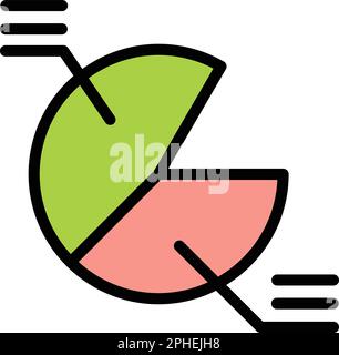Bitcoin pie chart icon. Outline Bitcoin pie chart vector icon for web design isolated on white background color flat Stock Vector
