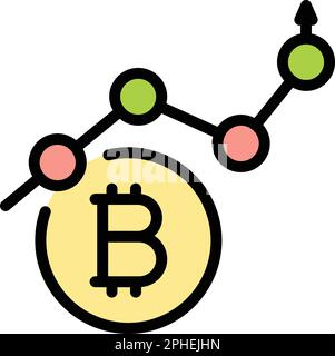 Bitcoin growth icon. Outline Bitcoin growth vector icon for web design isolated on white background color flat Stock Vector