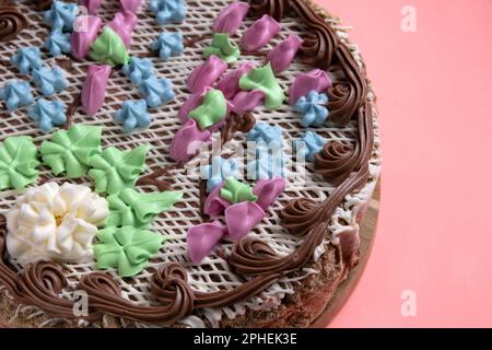photo round kiev cake close-up view Stock Photo