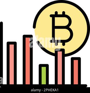 Bitcoin infochart icon. Outline Bitcoin infochart vector icon for web design isolated on white background color flat Stock Vector