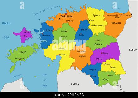 Colorful Estonia Political Map With Clearly Labeled Separated Layers   Colorful Estonia Political Map With Clearly Labeled Separated Layers Vector Illustration 2phen3a 