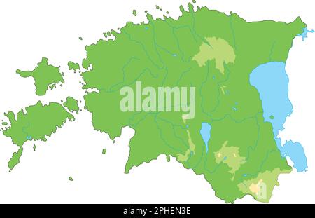 Highly detailed Estonia physical map. Stock Vector