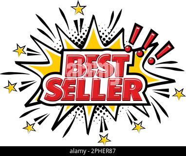 Best seller sticker with comic explosion. Vector on transparent background Stock Vector