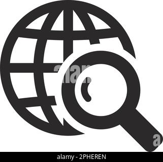 Global search icon lens. Vector on transparent background Stock Vector