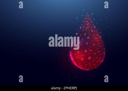 Blood drop. World blood donors day concept. Banner template with glowing low poly. Futuristic modern abstract. Vector illustration Stock Vector