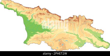 Highly detailed Georgia physical map. Stock Vector