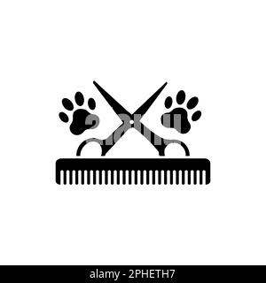 Illustration animal grooming. Hairdresser for dogs and cats symbol. Stock Vector