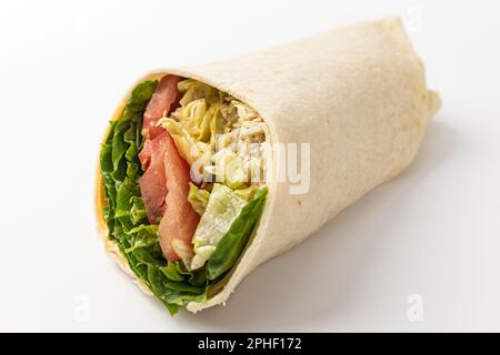 Chicken wrap on a white background Stock Photo