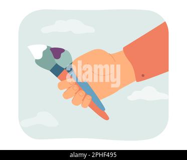 Hand of artist holding paintbrushes Stock Vector
