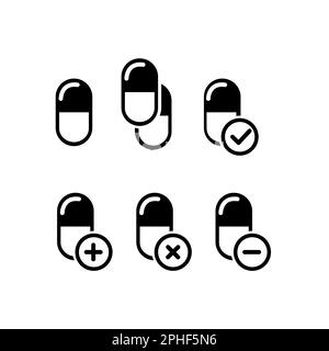 Pack of line pills icons. Premium signs for web, apps, sites and UI. Editable vector. Outline objects. Stock Vector