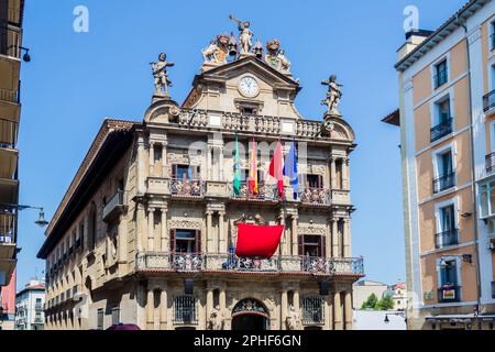 Historic Town Hall of Pamplona, Navarra, Spain, Europe Stock Photo