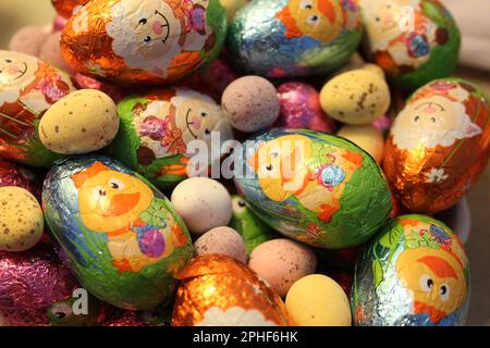 Chocolate Easter Eggs Close Up Stock Photo
