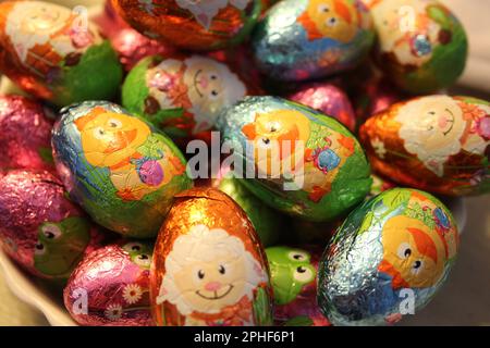 Chocolate Easter Eggs Close Up Stock Photo