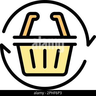 Online shop basket icon. Outline Online shop basket vector icon for web design isolated on white background color flat Stock Vector