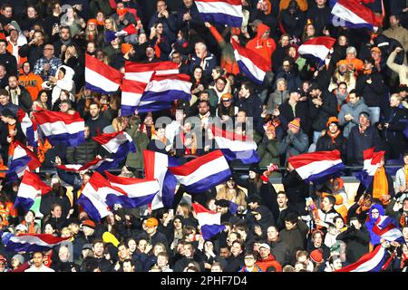 ROTTERDAM, NETHERLANDS - MARCH 27: supporters Netherlands during the UEFA EURO 2024 Qualifying Round Group B match between Netherlands and Gibraltar at Stadion Feijenoord on March 27, 2023 in Rotterdam, Netherlands (Photo by Peter Lous/Orange Pictures) Credit: Orange Pics BV/Alamy Live News Stock Photo