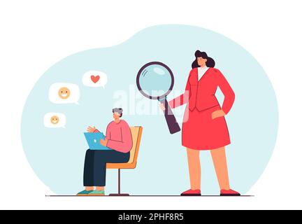 Parental control of child chatting on messenger of social media Stock Vector