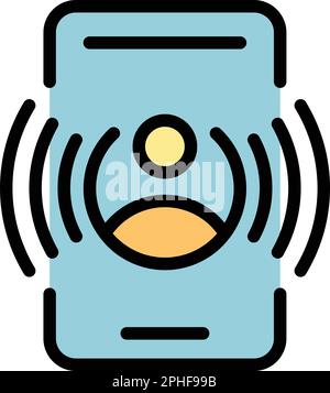 Ringing phone icon. Outline Ringing phone vector icon for web design isolated on white background color flat Stock Vector