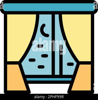 Night window icon. Outline Night window vector icon for web design isolated on white background color flat Stock Vector