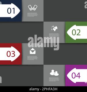 Infographics Cover - Numbered Tiled Banner Designs with Icons Stock Vector